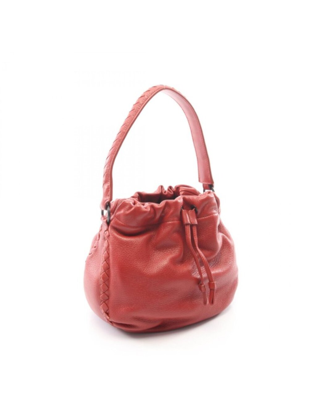 Bottega Veneta Intrecciato Drawstring Red Leather Bucket - Picture 2 of 7